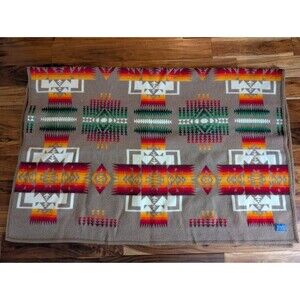 Vintage Pendleton Beaver State Chief Joseph Blanket 56x72 wool Tan Red Green